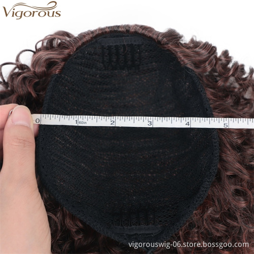 Vigorous Short Afro Curly Ponytail Hair Piece for African American Women Drawstring Curly Extension Clip in Synthetic Hair Bun